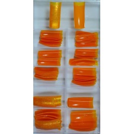 Tips naranjas decorado con purpurina dorada 70U